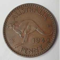 AUSTRALIA 1942Y. ONE 1 PENNY . VARIETY . INDIAN DIE